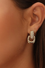 Memories Diamante Link Stud Earrings Gold