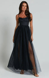 At The Altar Midi Dress - Bodice Dress in Black