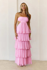 Luxe Mode Strapless Maxi Dress Pink
