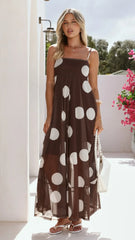 Melinda Maxi Dress - Chocolate / Cream Spot