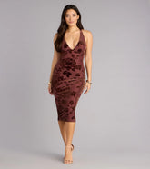 Petal Imprint Floral Bodycon Midi Dress