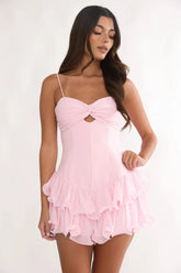 Heartstring Layered Hem Mini Dress Pink