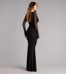 Eileen Mesh Long Sleeve Mermaid Formal Dress