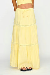 Canyon Cove Crochet Trim Maxi Skirt Yellow