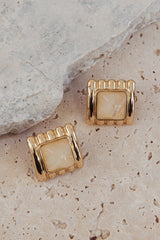 Silvia Geometric Earrings Gold/Ivory Tort