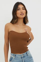 Flora Strapless Knit Top Chocolate