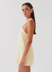 Keira Linen Micro Mini Dress - Lemon