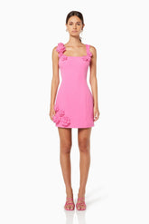 Trompe 3D Floral Mini Dress Pink