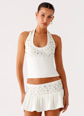 Vegas Nights Halter Neck Top White