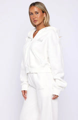 The Bride Boxy Zip Front Hoodie White