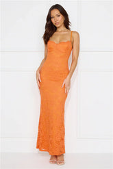 Soft Sweet Lace Maxi Dress Orange