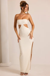 Embellished Cut Out Maxi Dress In White