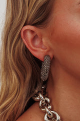 Gigi Semi Hoop Earrings Black Diamante