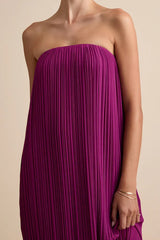 Yamuna Magenta Pleated Strapless Maxi Dress