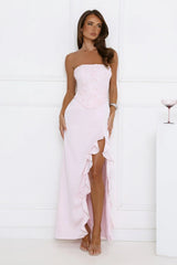 Vibes On Point Strapless Satin Maxi Dress Pink