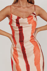 Blondine Cowl Bust Split Maxi Dress Peach