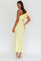 Deanna One-Shoulder Split Maxi Dress Yellow