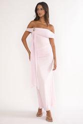 Evanthe Off-Shoulder Sash Maxi Dress Blush