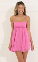 Chiffon Baby Doll Dress In Pink