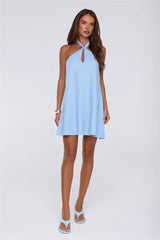 Kiss Energy Halter Mini Dress Blue