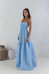 Unforgettable Style Strapless Maxi Dress Blue