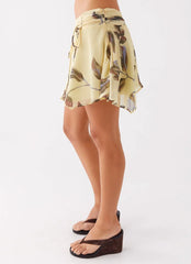 Fiore Asymmetrical Mini Skirt - Buttercream Bliss