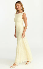Madeleine Maxi Dress - Hight Neck A Line Dress In Lemon