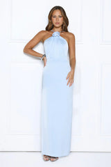 Effortless Prestige Satin Maxi Dress Blue