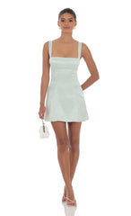 Jacquard Back Bow Bodycon Dress In Mint Green