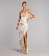 Tina Sequin Floral Slit Formal Dress