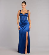 Aurora Satin Rhinestone Corset Formal Dress