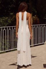 Amana Strapless Scarf Maxi Dress White