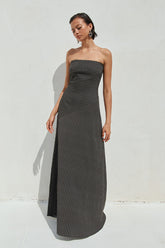 Aurea Maxi Dress Black Pinstripe