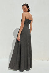 Aurea Maxi Dress Black Pinstripe