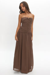 High Streets Strapless Maxi Dress Mocha