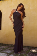 Chara Low Cross Back Maxi Dress Black