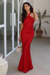 Chara Low Cross Back Maxi Dress Cherry