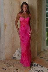 Charlotte Bustier Slip Maxi Dress Rosalita Pink