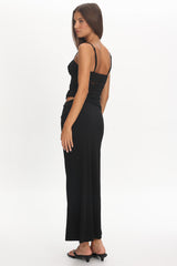 Lorely Lace Rosette Maxi Dress Black