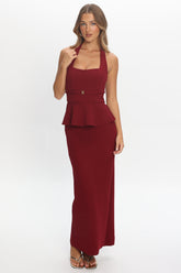 Fire Of Stars Peplum Halterneck Maxi Dress Cherry