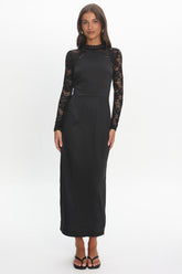 Lucha Lace Sleeve Maxi Dress Black