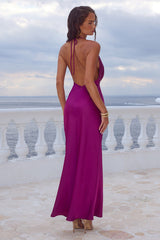 Elena Low Plunge Maxi Dress Plum