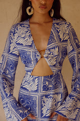 Elka Sleeved Mini Dress Havanna Navy