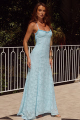 Ellerby Frill Trim Maxi Dress Sky Blue