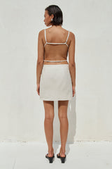 Heather Mini Dress Stone Pinstripe