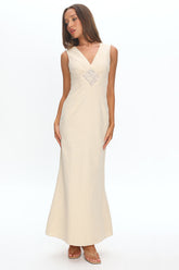 Perry Lace Insert Maxi Dress Vanilla