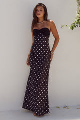 Kadie Off Shoulder Maxi Dress Blackwhite Polka
