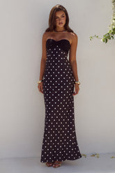Kadie Off Shoulder Maxi Dress Blackwhite Polka