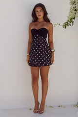 Kadie Off Shoulder Mini Dress Blackwhite Polka
