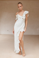 Karlita Maxi Dress White Polka